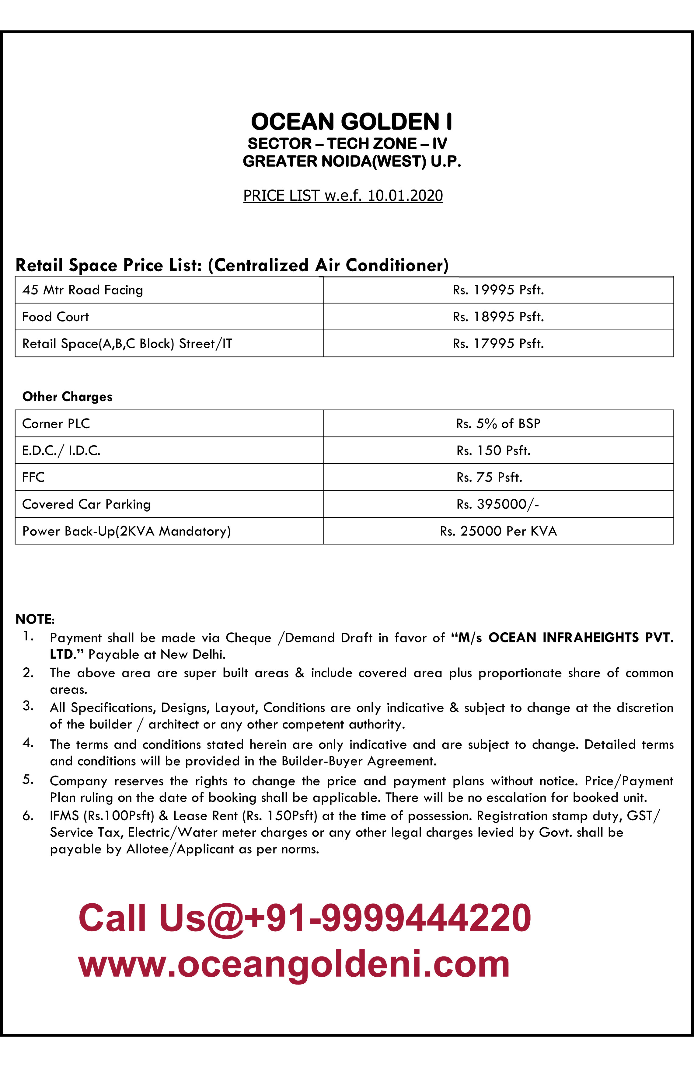  Golden i Price List