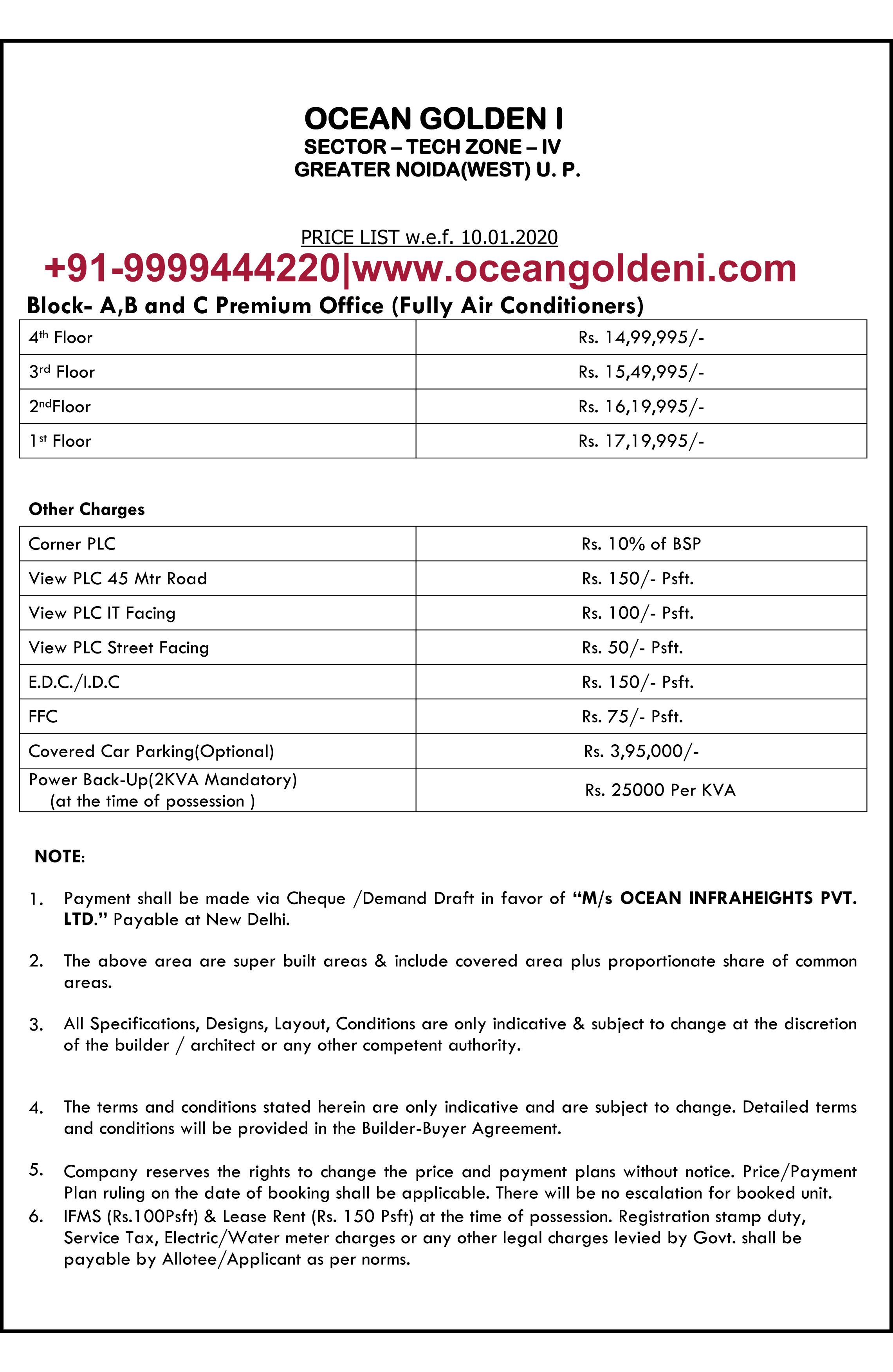  Golden i Price List